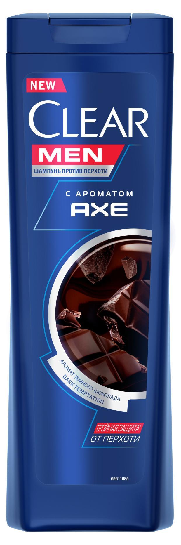 Шампунь для волос Clear men axe dark temptation против перхоти с ароматом темного шоколада, 380 мл., флакон