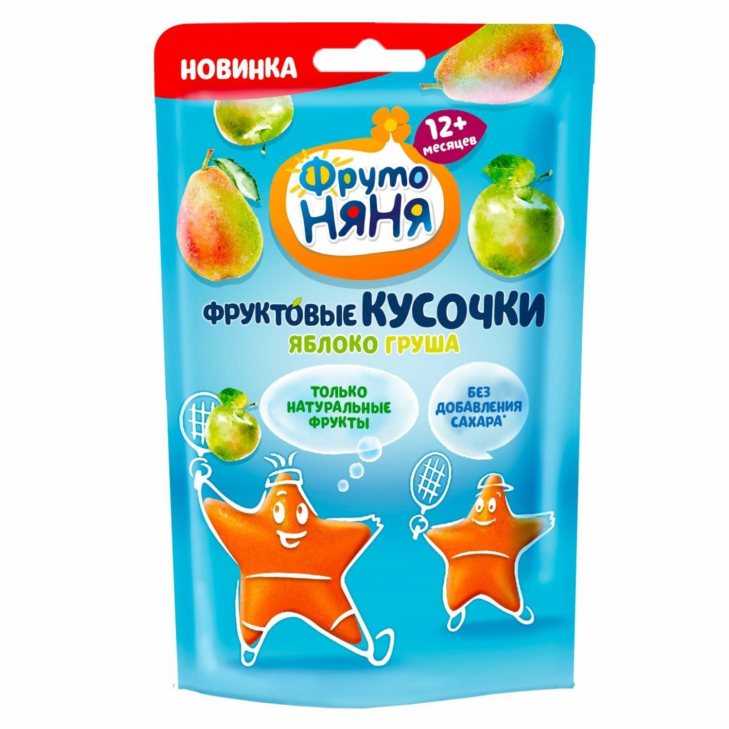 Кусочки Фруто Няня фруктовые из яблок и груш для детей раннего возраста, 15 гр., ПЭТ