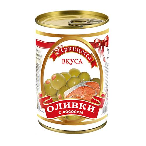 Оливки Принцесса вкуса с лососем, 300 гр., ж/б