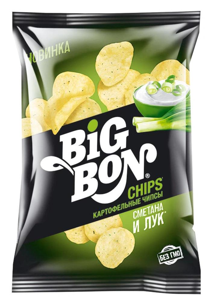 Чипсы Big Bon сметана и лук 75 гр., флоу-пак