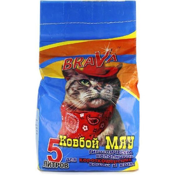 Наполнитель Brava Ковбой Мяу для короткошерстных кошек 5 л. 3,3 кг., пакет