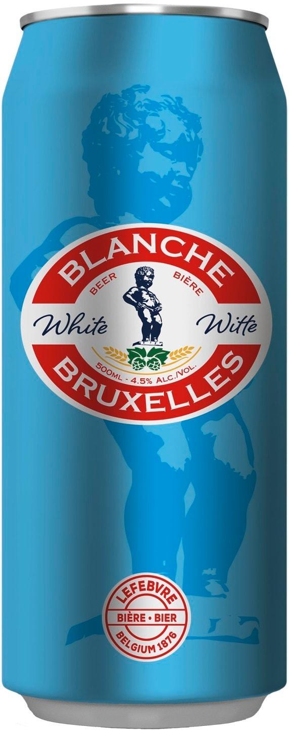 Пиво Blanche de Bruxlles светлое нефильтрованное пастеризованное 4,5% 500 мл., ж/б
