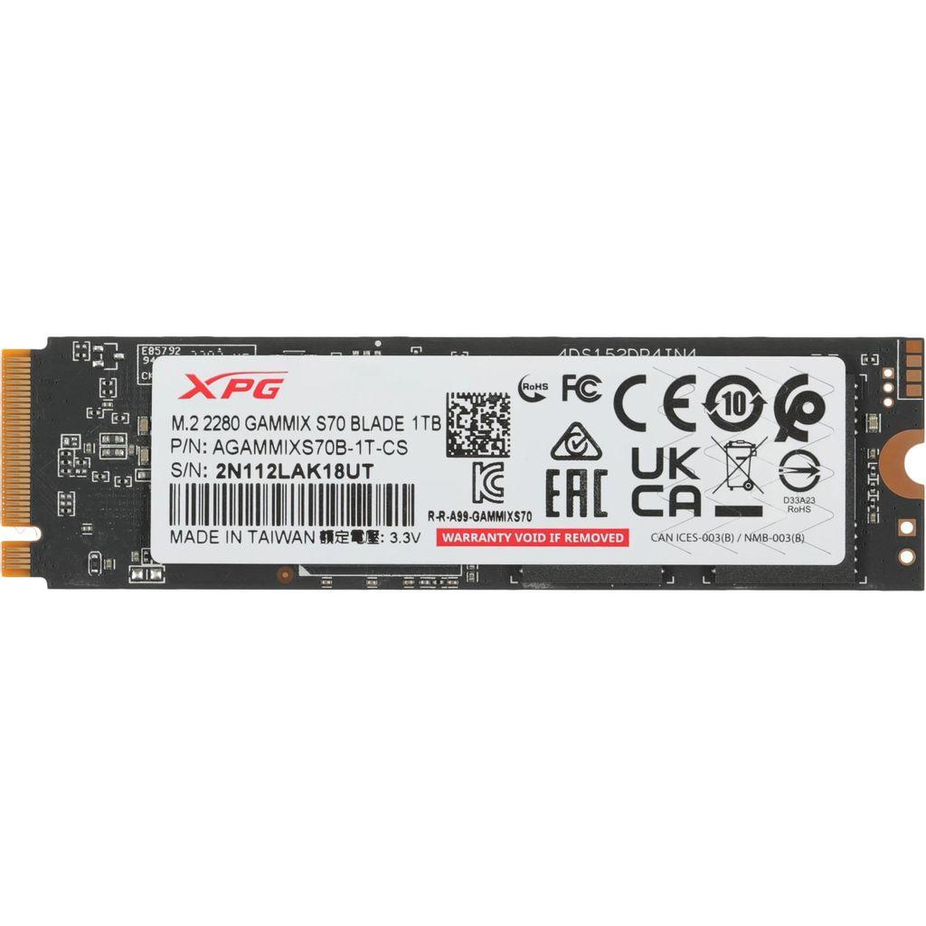 1ТБ SSD накопитель Adata XPG Gammix S70 Blade AGAMMIXS70B-1T-CS M.2 2280, PCIe 4.0 x4, NVMe, M.2