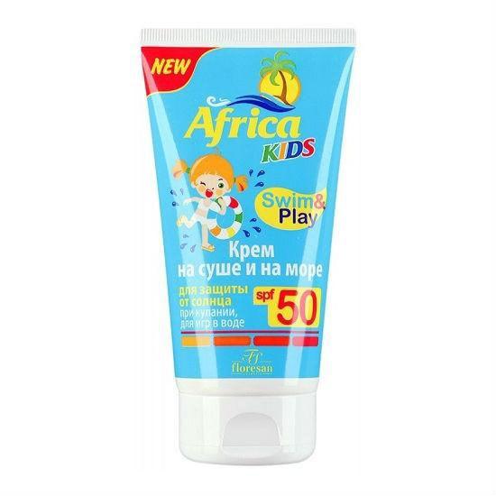 Крем Floresan africa kids SPF 50 солнцезащитный детский на суше и на море 150 мл., туба