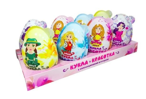 Яйцо Кукла Красотка с конфетами большое 28 гр., пластик