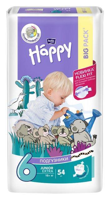 Подгузники 6 Junior экстра (16+ кг.) 54 шт., Bella Baby Happy