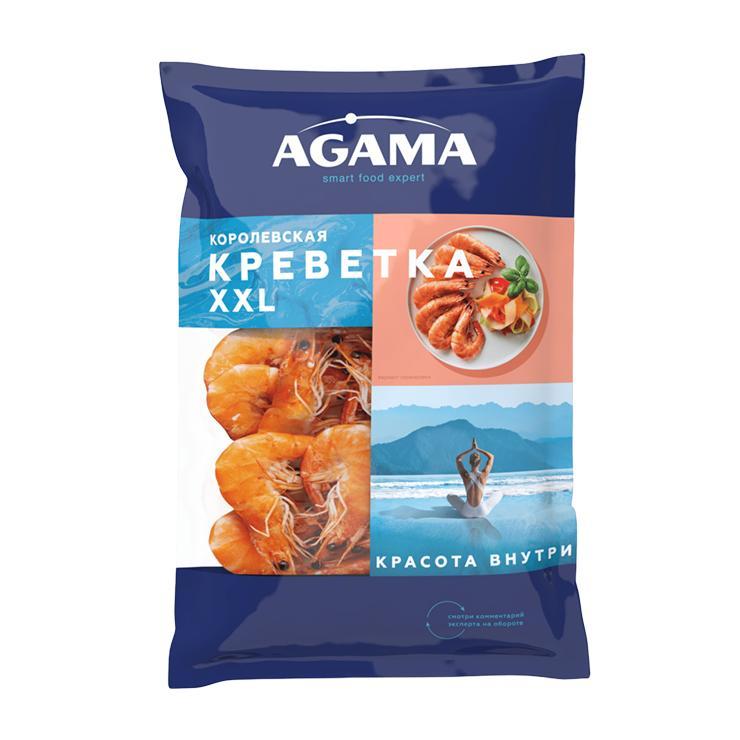 Креветки Agama XXL королевские неразделанные 700 гр., флоу-пак