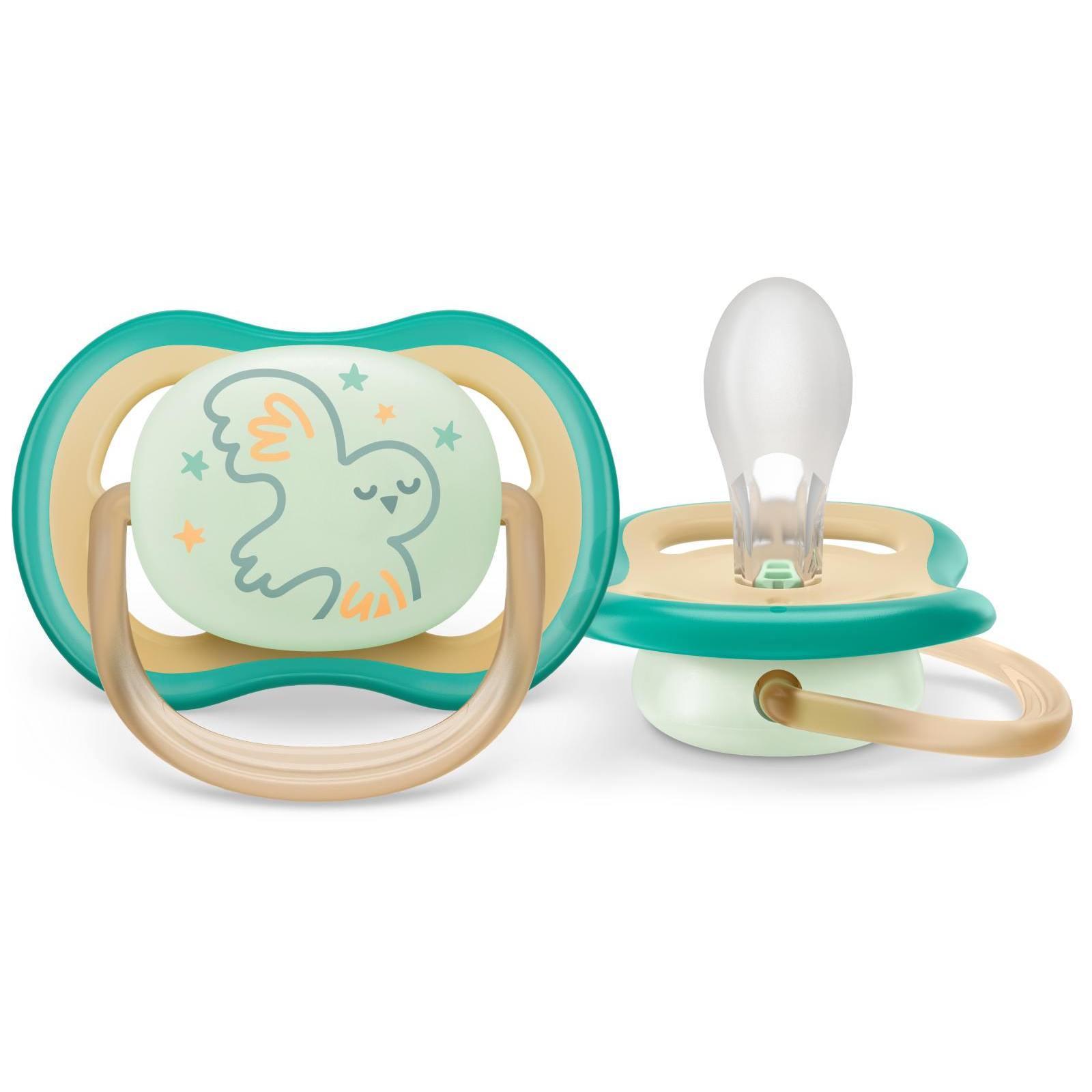 Пустышка силиконовая светящаяся Philips Avent ultra air night SCF377/01 с футляром, 0-6 мес, 1 шт., ПЭТ