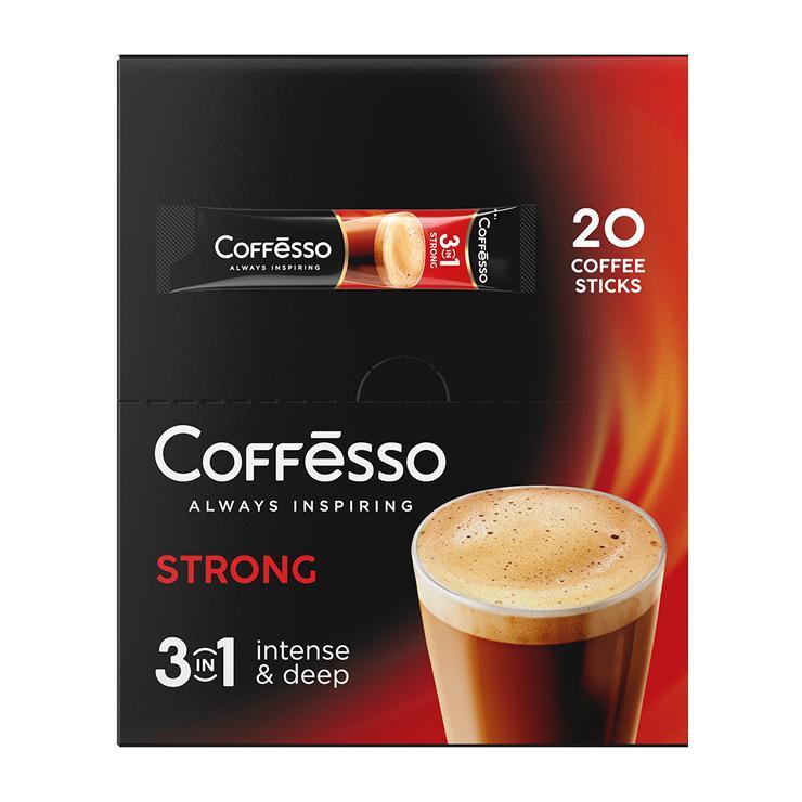 Кофе Coffesso 3 в 1 Strong растворимый 20 пакетиков 280 гр., картон