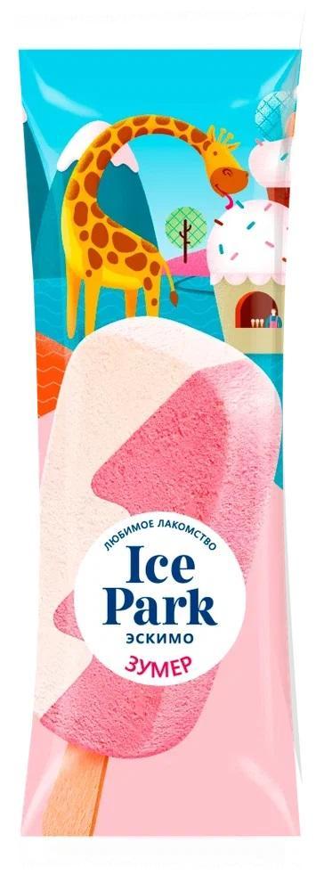 Мороженое эскимо Ice Park бело-розовое ванильное без глазури 12% сзмж 50 гр., флоу-пак