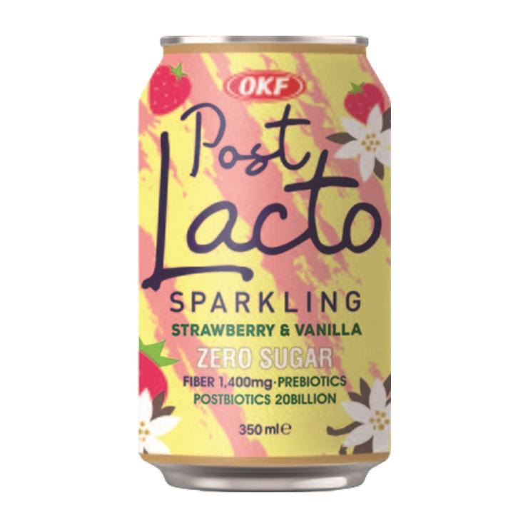Напиток сильногазированный Post Lacto Strawberry Vanilla zero sugar Корея 350 мл., ж/б