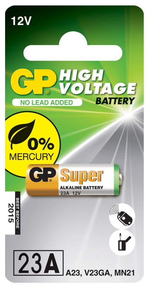 Батарейка высоковольтная 12V, 23AF, А23, VA23GA, BC1, GP Batteries, Super Alkaline, 14 гр. блистер