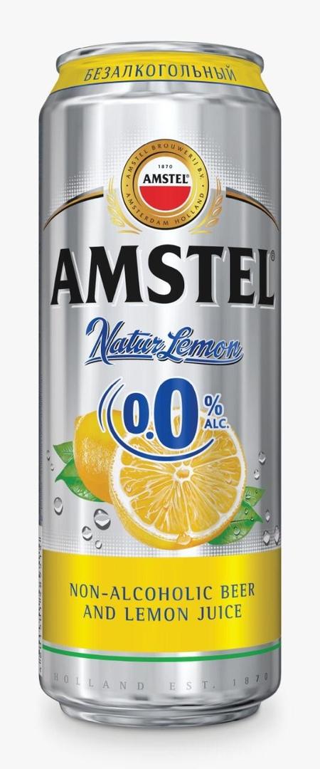 Пиво безалкогольное Amstel Natur Lemon светлое 450 мл., ж/б