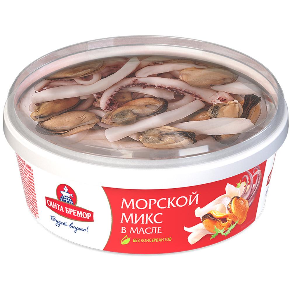 Коктейль Санта Бремор из морепродуктов в масле 300 гр., пластиковый контейнеровый контейнер