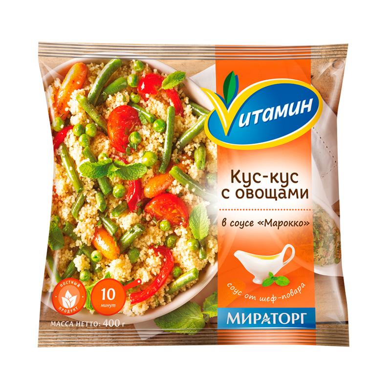 Смесь Vитамин овощная кус-кус с овощами в соусе марокко замороженная, 400 гр., флоу-пак