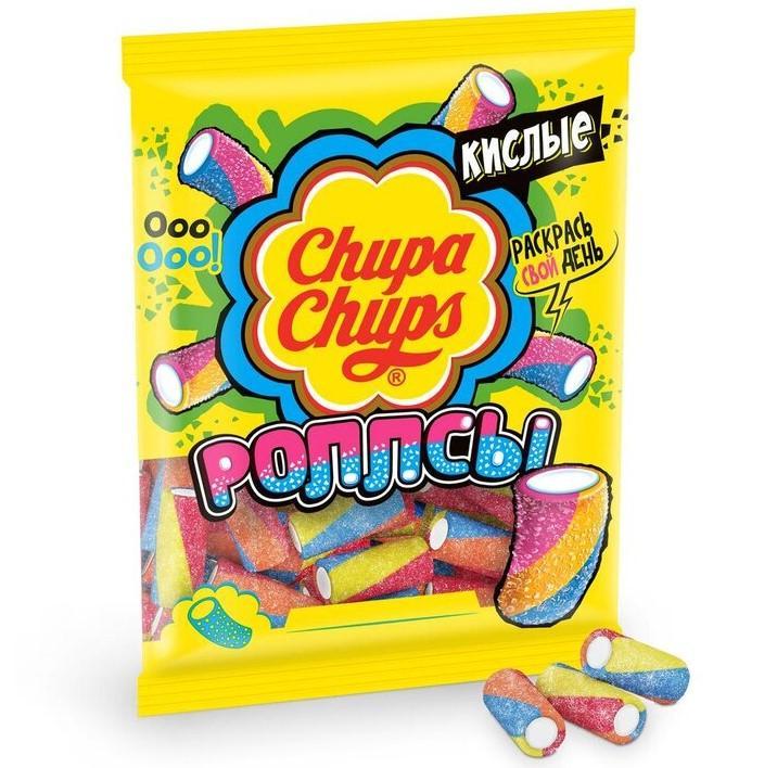 Мармелад жевательный Chupa Chups роллсы кислые 70 гр., флоу-пак