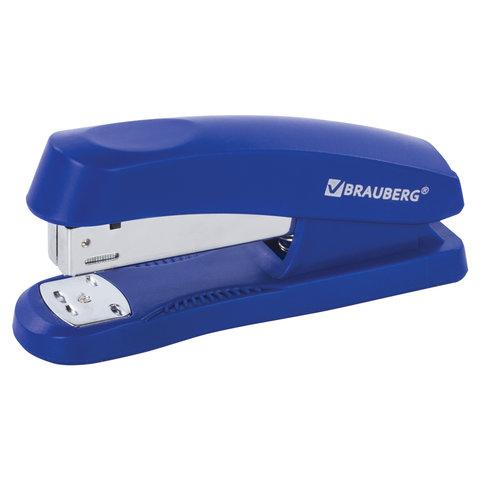 Степлер №24/6, 26/6, до 30 листов, синий Brauberg Standard+, картон
