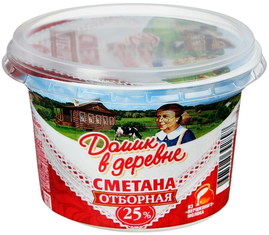 Сметана 25% Домик в деревне, 180 гр., пластиковый стакан