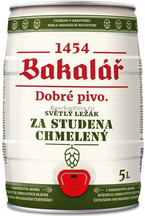 Пиво Bakalar светлое холодного охмеления 5.2% 5 л., ж/б