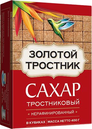 Сахар кусковой Золотой Тростник Тростниковый нерафинированный коричневый 400 гр., картон