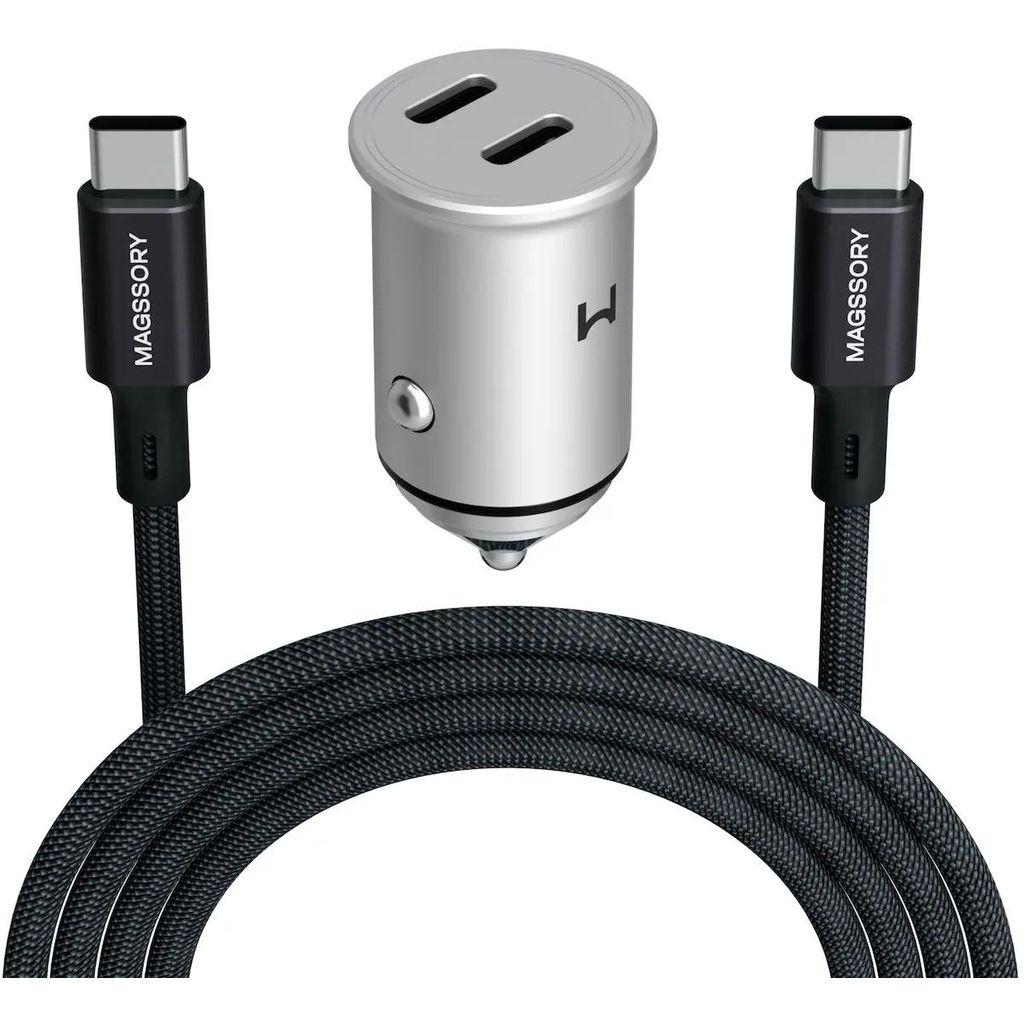 Автомобильное зарядное устройство MAGSSORY cch002, USB-C, USB-C, 45Вт, 3A, темно-серый