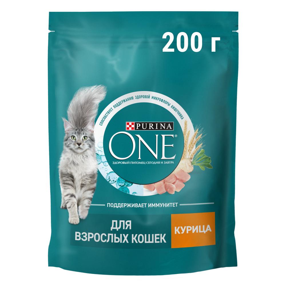 Корм для взрослых кошек сухой Purina ONE с курицей и цельными злаками 200 гр., дой-пак