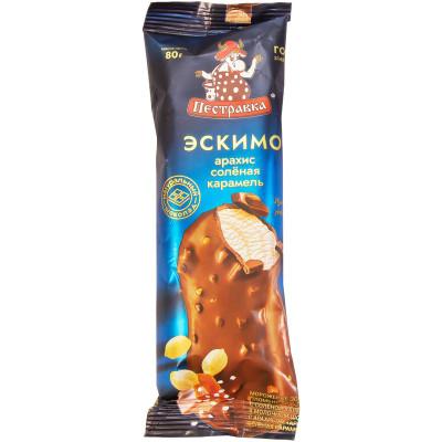 Мороженое Пестравка эскимо пломбир арахис-соленая карамель в молочном шоколаде 80 гр., флоу-пак