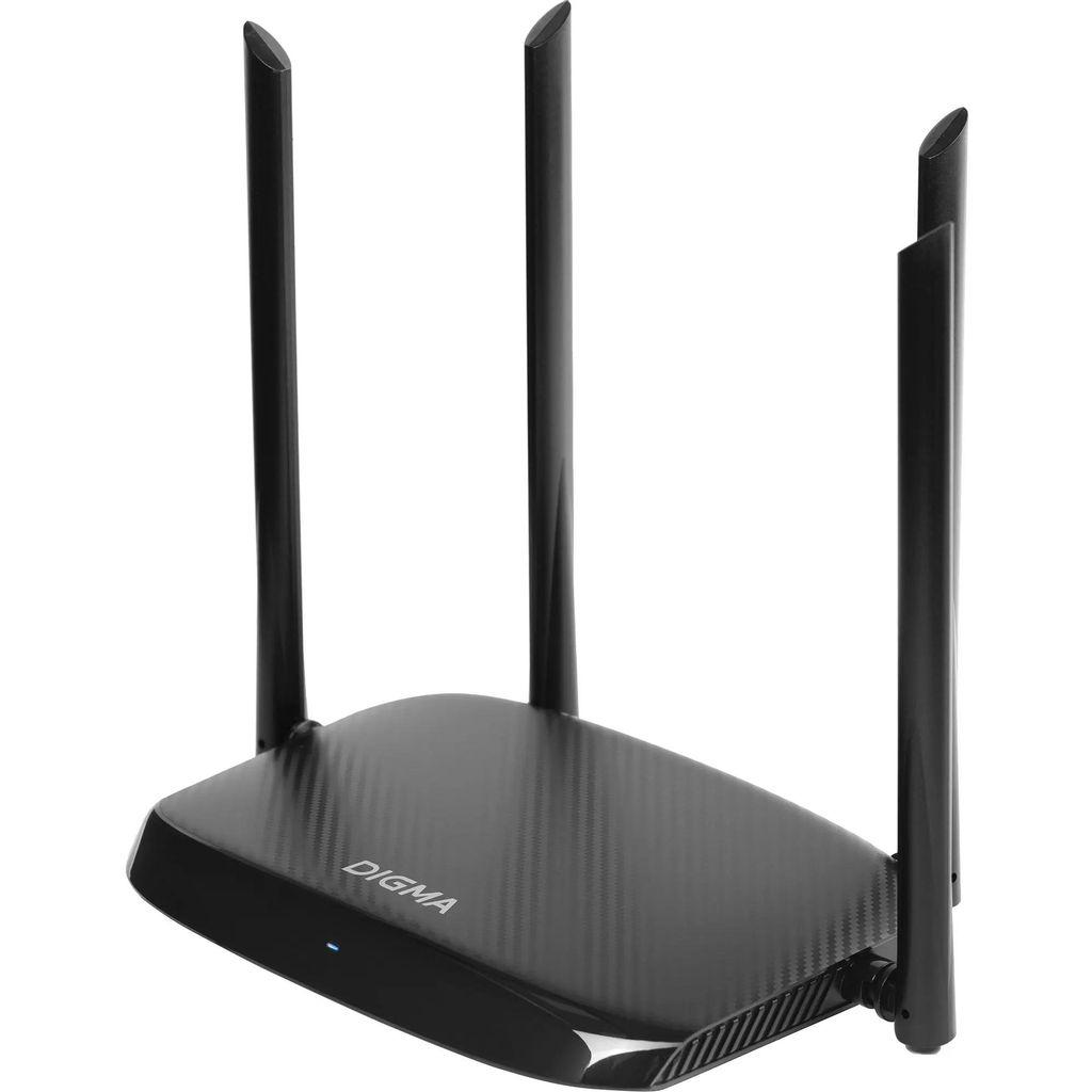 Wi-Fi роутер Digma DWR-AC1202, Wi-Fi 5, AC1200, 2.4/5ГГц, 3 LAN, черный
