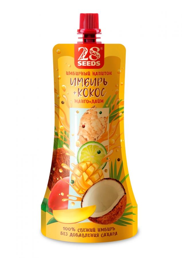 Напиток 28SEEDS Имбирный Имбирь и Кокос 250 мл., дой-пак