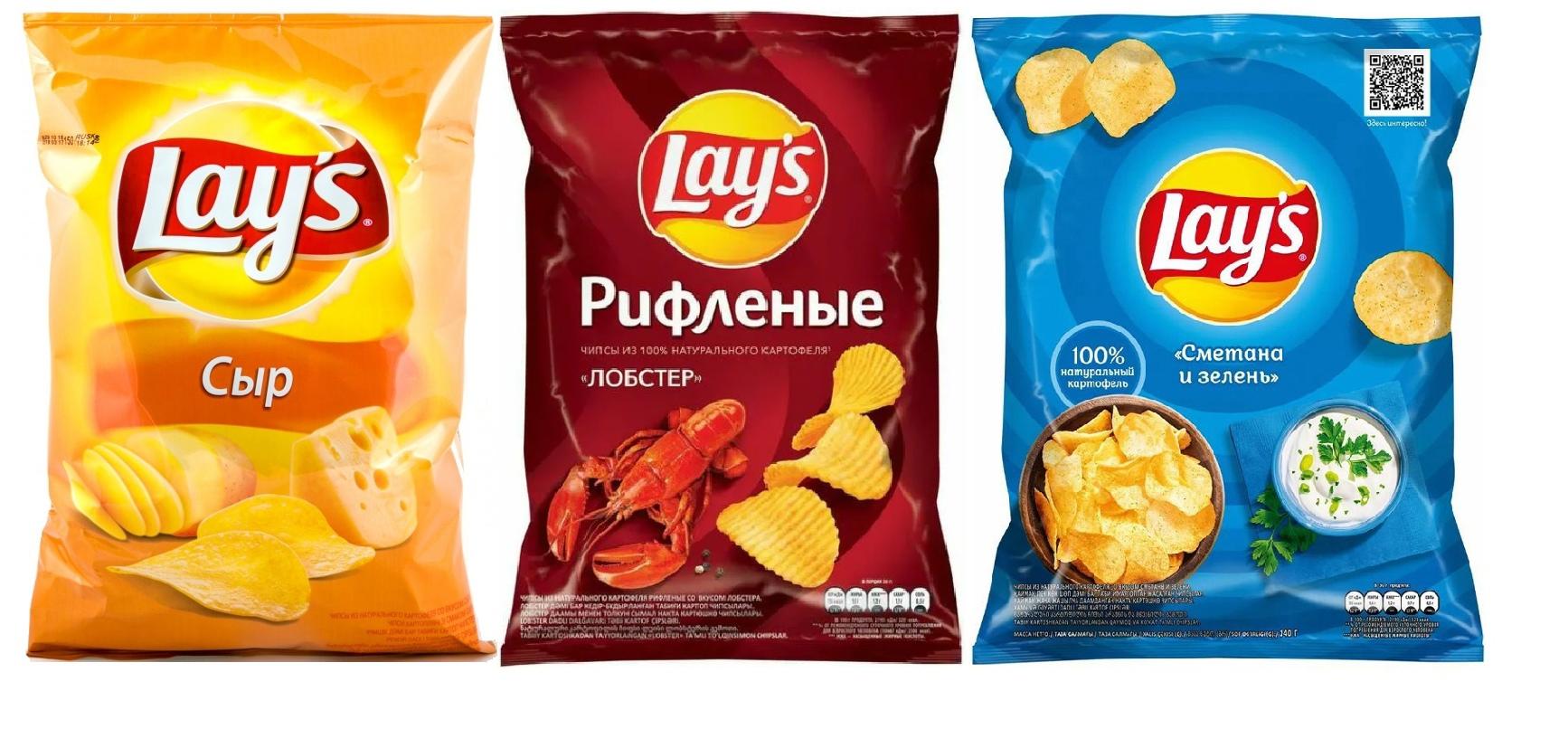 Чипсы Lay's сыр лобстер сметана зелень ассорти 140 гр., флоу-пак