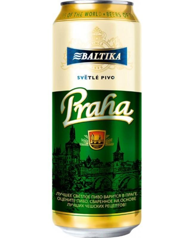Пиво Балтика Praha светлое фильтрованное пастеризованное 4% 500 мл., ж/б