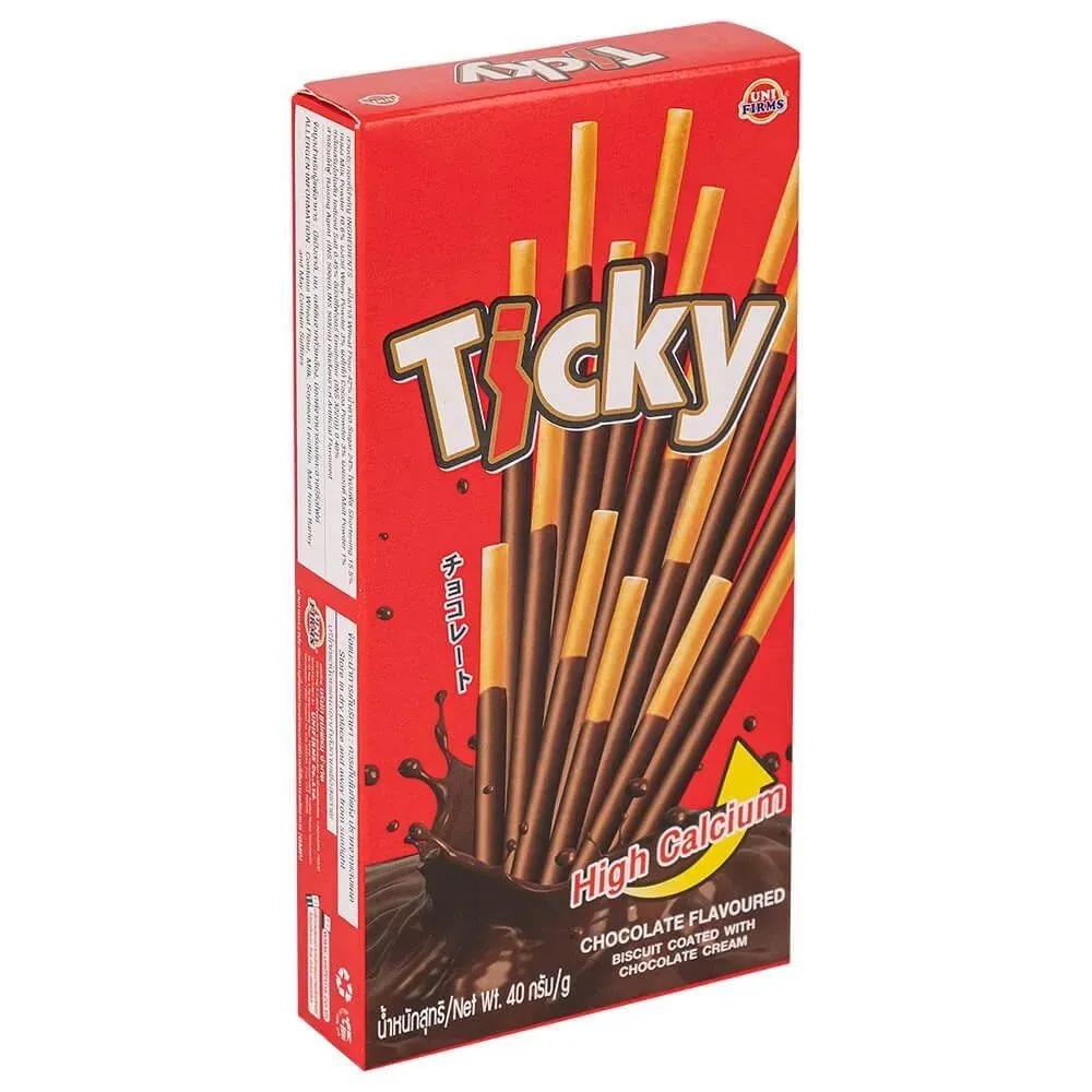 Бисквитные палочки Ticky покрытые шоколадным кремом 40 гр., картон