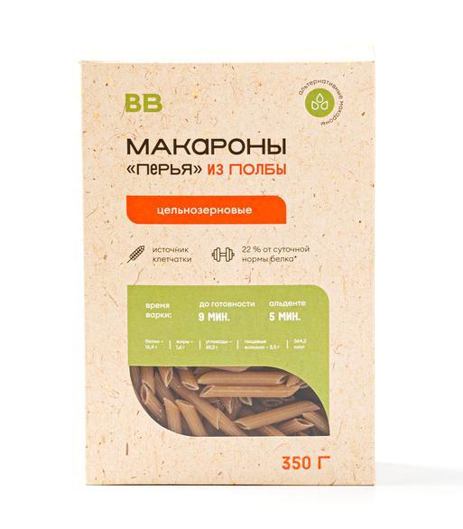 Изделия макаронные ВкусВилл Перья цельнозерновые из полбы 350 гр., картон