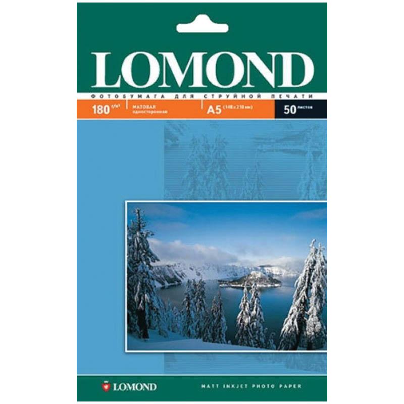 Бумага А5 (210*148) для стр. принтеров Lomond, 180г/м2 (50л) мат.одн.