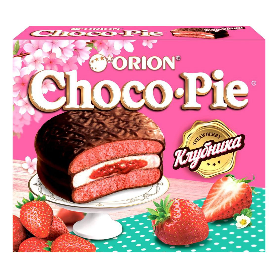 Печенье Choco Pie клубника 12 штук 360 гр., картон