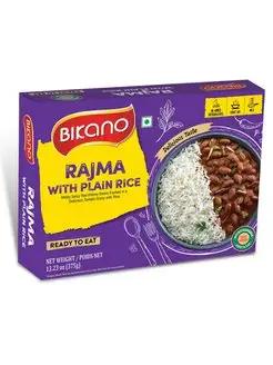 Готовое блюдо запеченная фасоль в томатном соусе с рисом, RAJMA PLAIN RICE Bikano индийское, восточное, 375 гр., картон