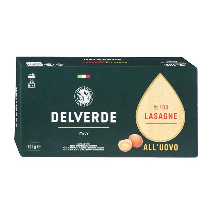 Паста Delverde Lasagne № 103 яичные 500 гр., картон