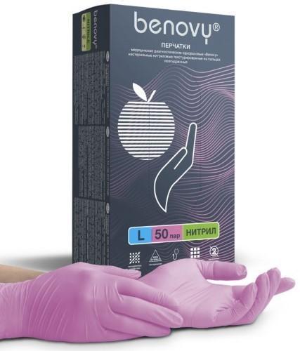 Перчатки Benovy нитрил размер L 50 пар, картон