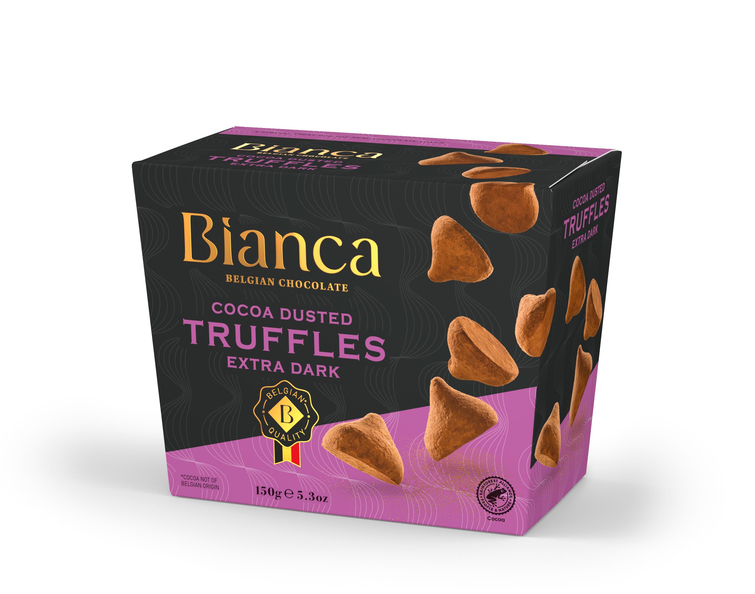 Конфеты шоколадные Bianca Extra dark Трюфели со вкусом темного шоколада 150 гр., картон