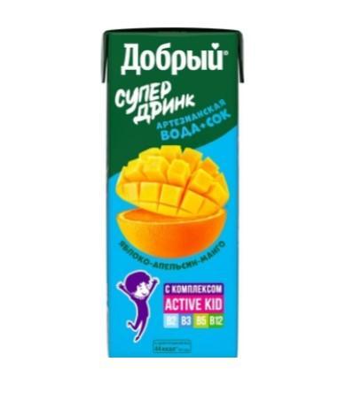 Напиток сокосодержащий Добрый Супер Дринк яблоко апельсин манго 200 мл., тетра-пак