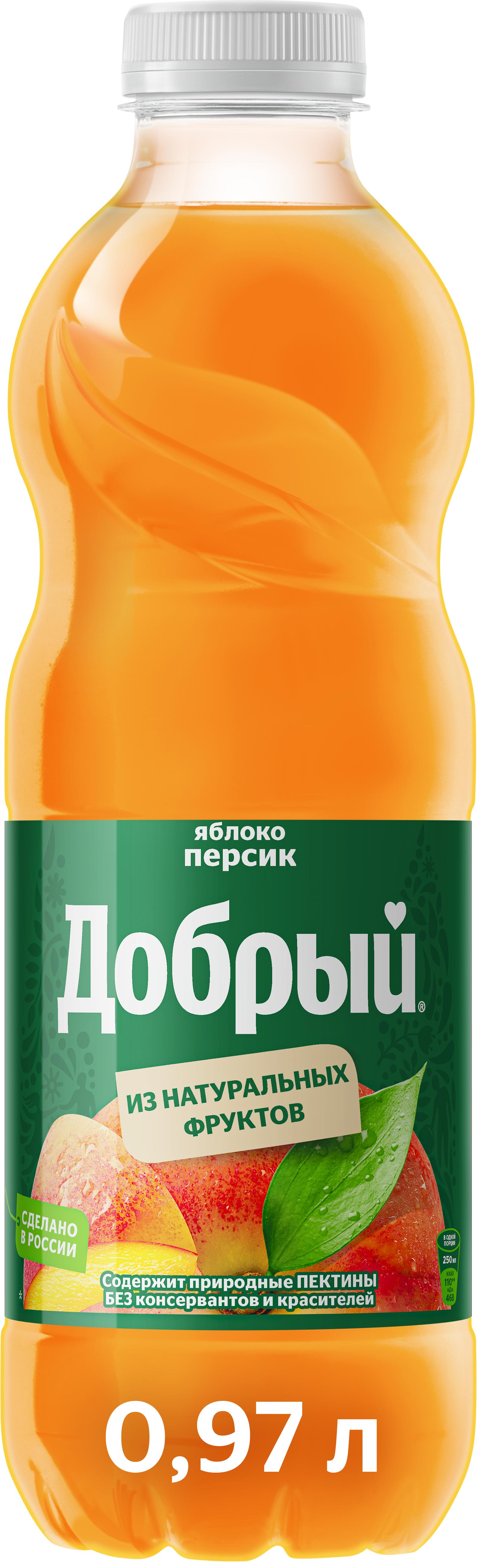 Напиток сокосодержащий Добрый яблоко персик 970 мл., ПЭТ