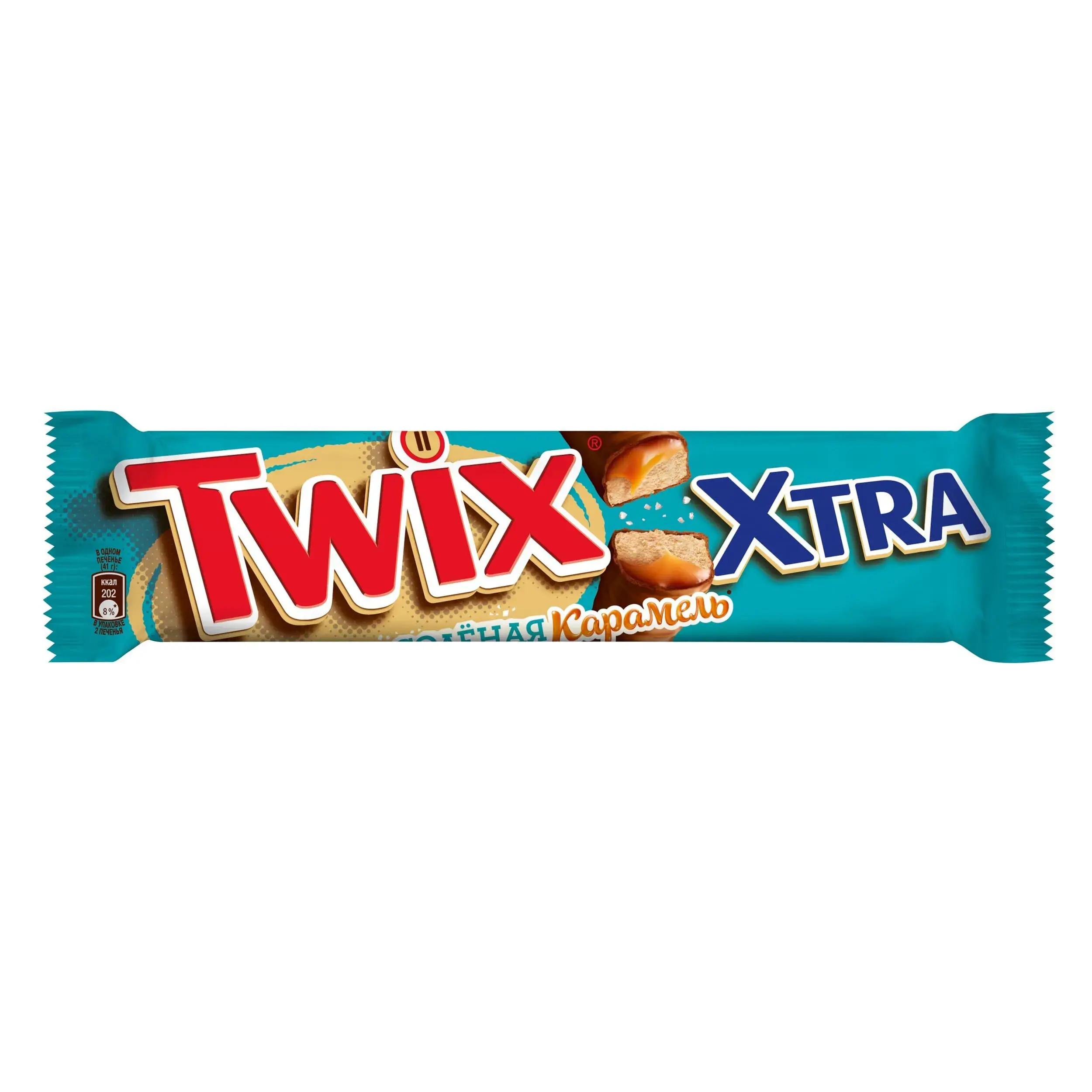 Батончик шоколадный Twix соленая карамель 82 гр., флоу-пак