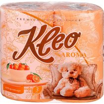 Туалетная бумага трехслойная с ароматом мандарина Kleo Aroma, 4 шт., флоу-пак
