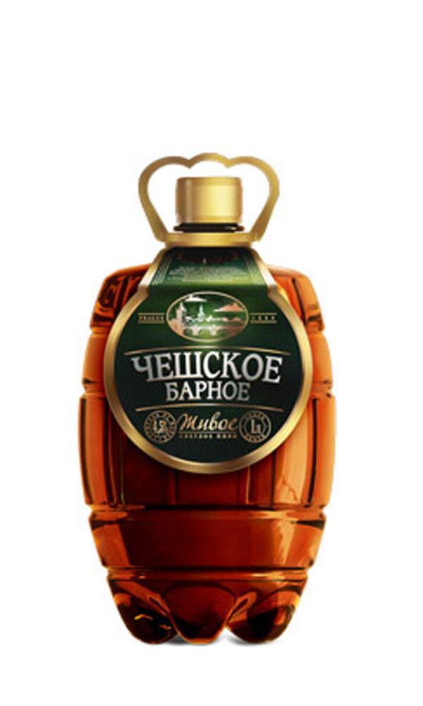 Пиво Чешское Барное светлое фильтрованное пастеризованное 4,5% 1 л., ПЭТ