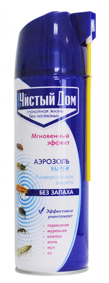 Аэрозоль от насекомых универсальный, без запаха, Чистый дом, Super 400 мл.,