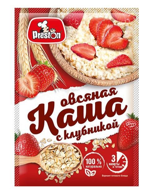 Каша Preston овсяная с клубникой быстрого приготовления 37 гр., саше