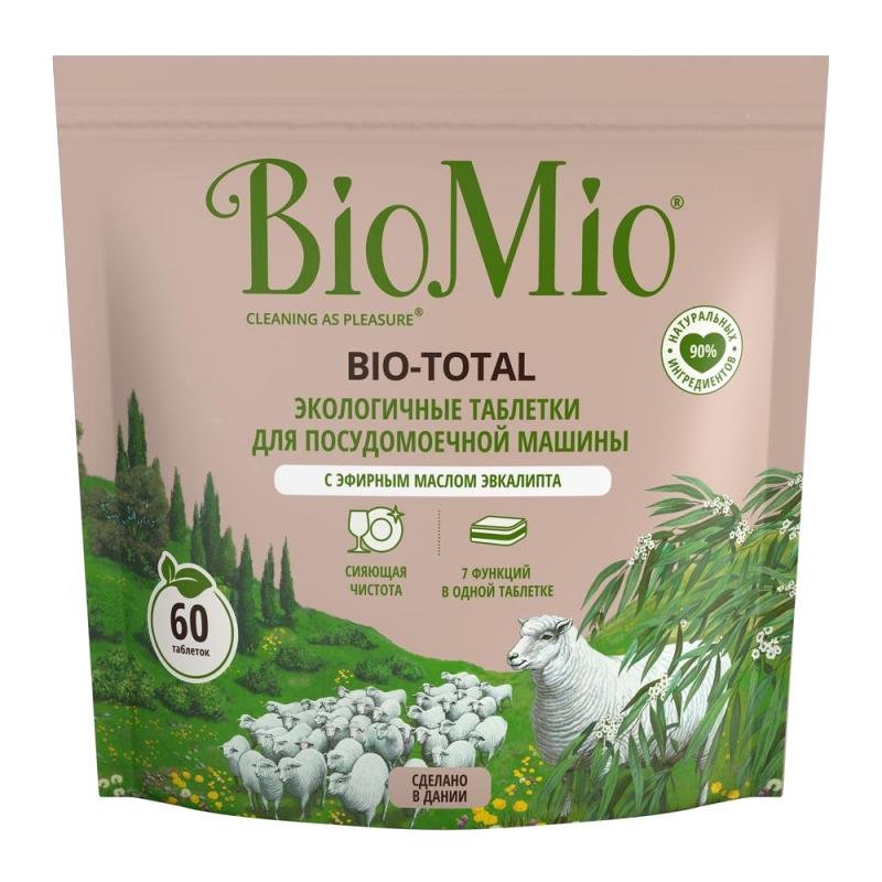 Таблетки BioMio, для посудомоечных машин Bio-Total 7 в 1 с эфирным маслом эвкалипта, 650 гр., дой-пак
