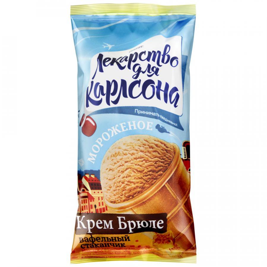 Мороженое пломбир Колибри крем-брюле стаканчик лекарство для карлсона 70 гр., флоу-пак