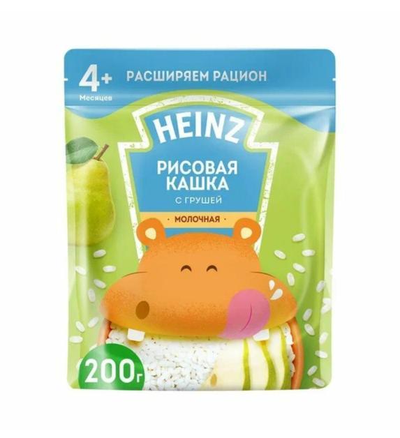 Каша Heinz молочная рисовая с грушей (с 4 месяцев) 200 гр., флоу-пак
