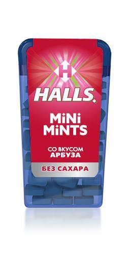 Леденцы Halls Mini Mints арбуз без сахара 12,5 гр., пластиковая упаковка